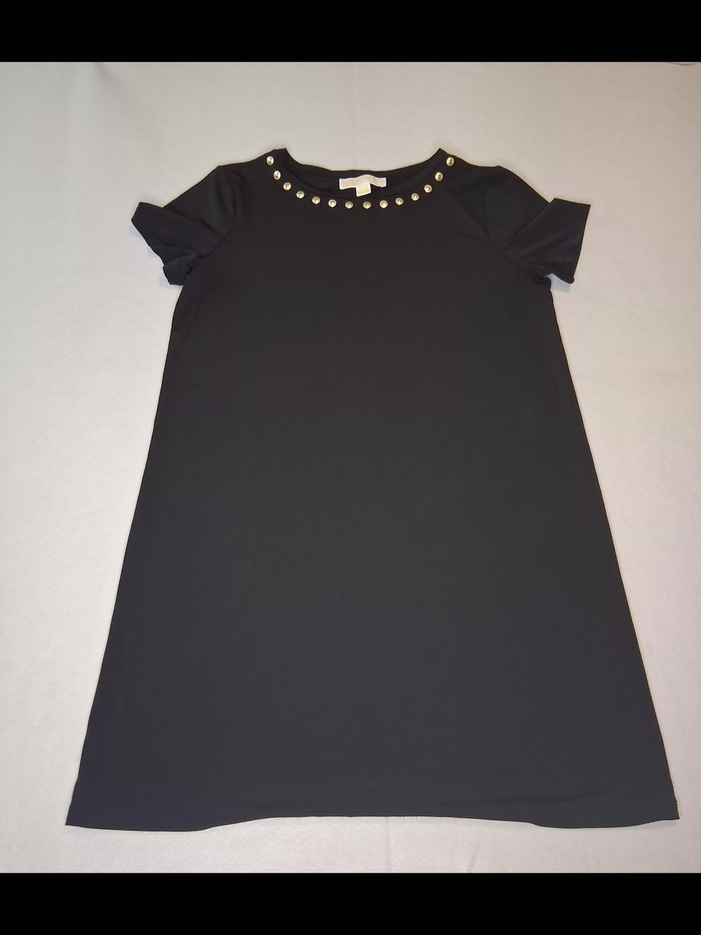 Michael Kors Little Black Dress Srudded Neck Women's Short Sleeve Sz M Classic - Picture 7 of 8